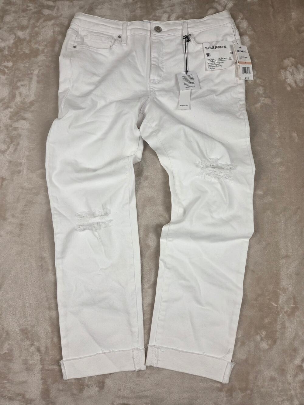William Rast White Vintage Boyfriend Jeans
